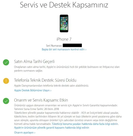 apple servis ve destek kapsamı sonuç